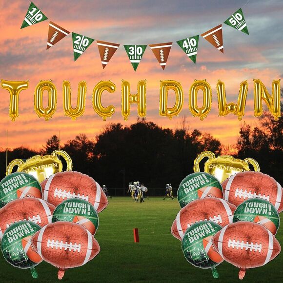 Football Party Decorations Football Shaped Foil Balloons, Touchdown Balloons - Picture 6 of 6